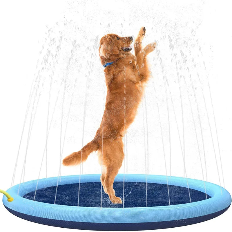 100/170cm Summer Pets Swimming Pool - Inflatable Water Sprinkler Pad & Cooling Mat, Outdoor Interactive Fountain Toy for Dogs