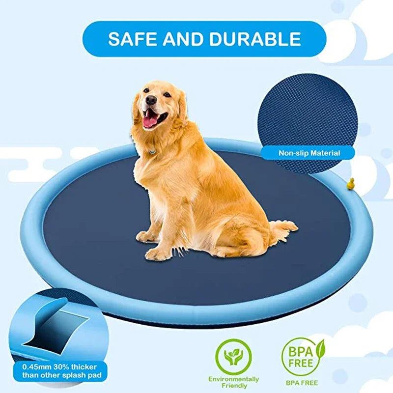 100/170cm Summer Pets Swimming Pool - Inflatable Water Sprinkler Pad & Cooling Mat, Outdoor Interactive Fountain Toy for Dogs - Image 4