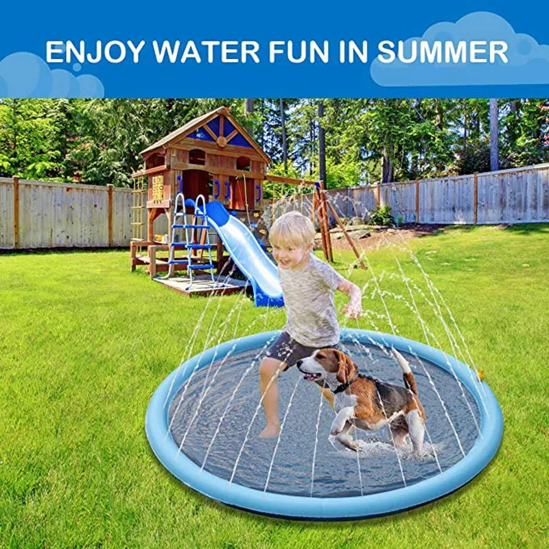 100/170cm Summer Pets Swimming Pool - Inflatable Water Sprinkler Pad & Cooling Mat, Outdoor Interactive Fountain Toy for Dogs - Image 6