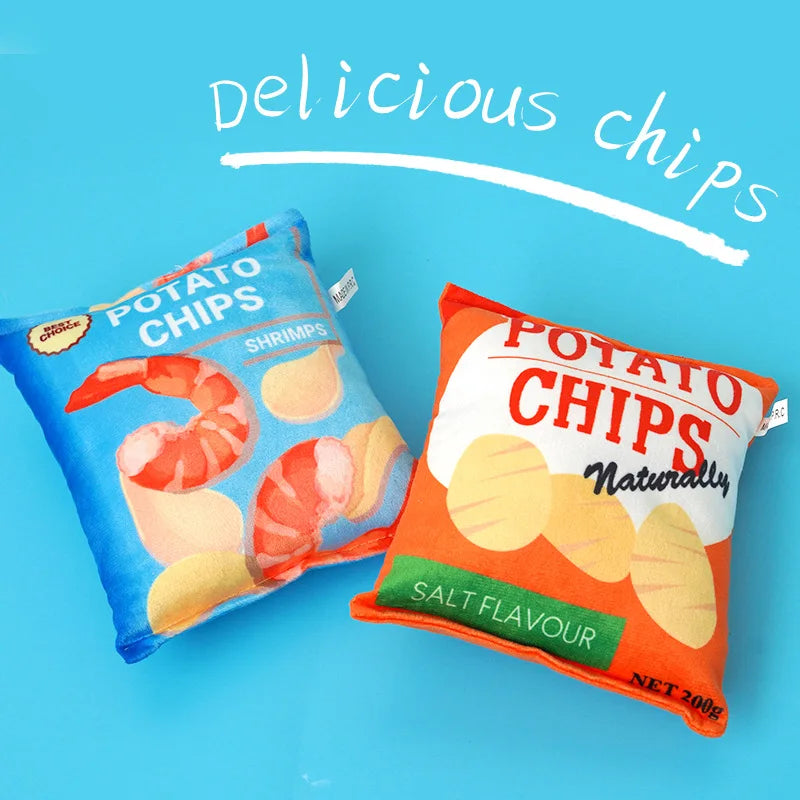 Funny Dog Toys - Crisps Plush Filled Squeaky Chew Toy, Bite-resistant with Sounding Paper for Small & Medium Pets - Image 8